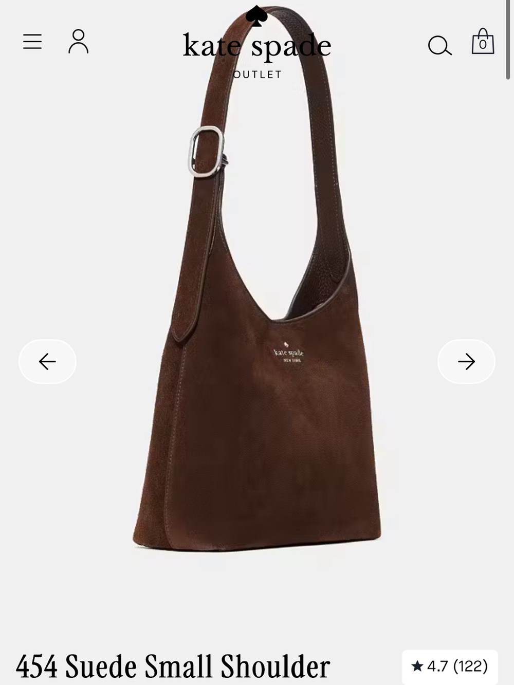 kate spade Dark Brown Suede Shoulder Bag with Gold Logo